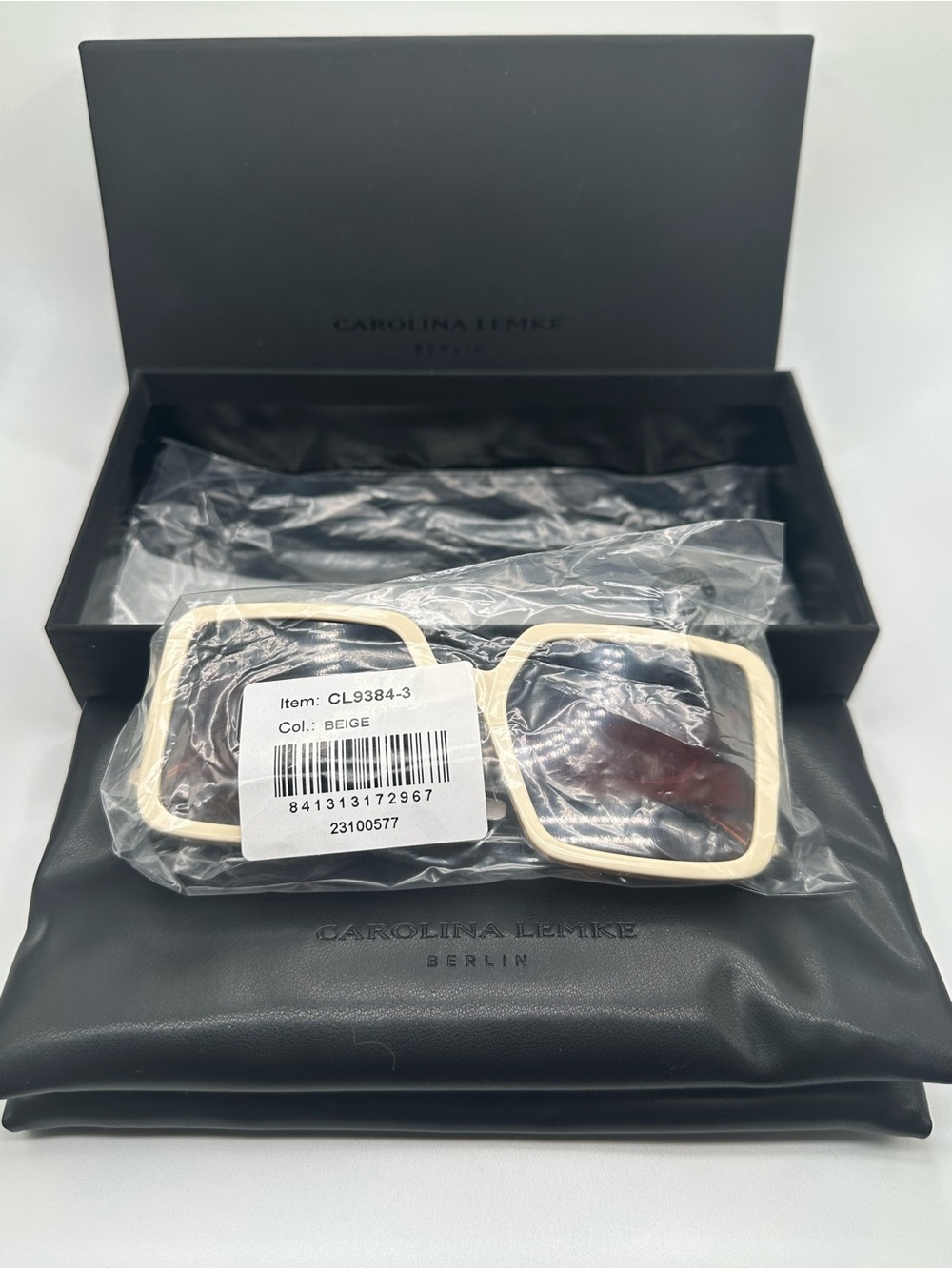 NEW✨ Carolina Lemke Berlin Eyewear - Amy Light Beige Square Sunglasses CL9384-03
